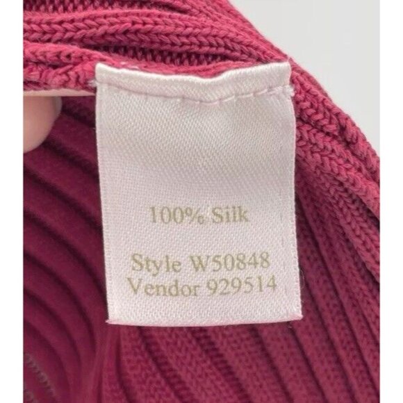 Caslon Plus Size 100% Silk Red Ribbed Turtleneck Sweater 1x, Classic, Runs Small - Picture 5 of 11